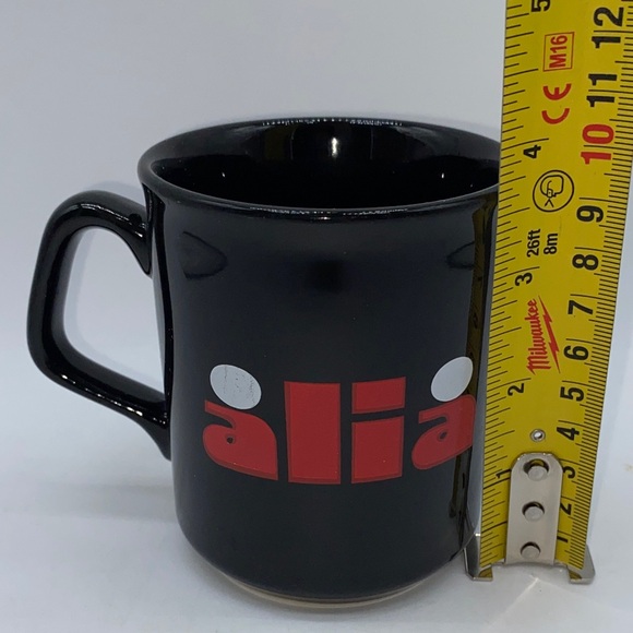 Black Coffee Mug with Red Alia Logo Ladies Clothing Store Advertising Vintage - Picture 7 of 9
